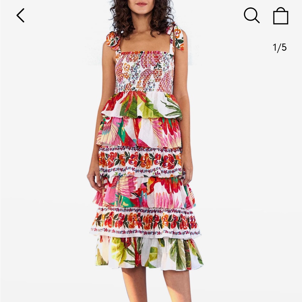 Farm Rio mixed white print layered dress NWT XS
